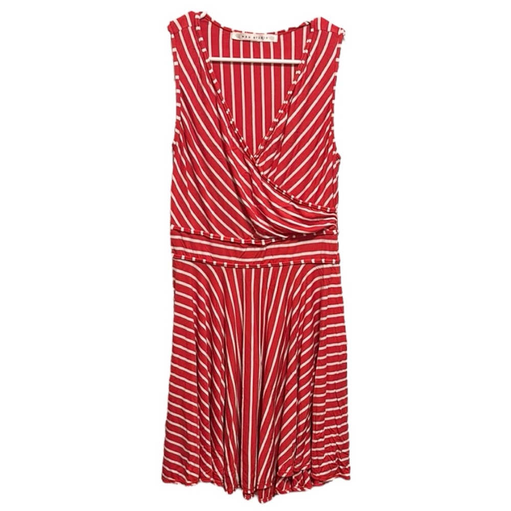 C047 - Max Studio Red Striped Sleeveless Dress